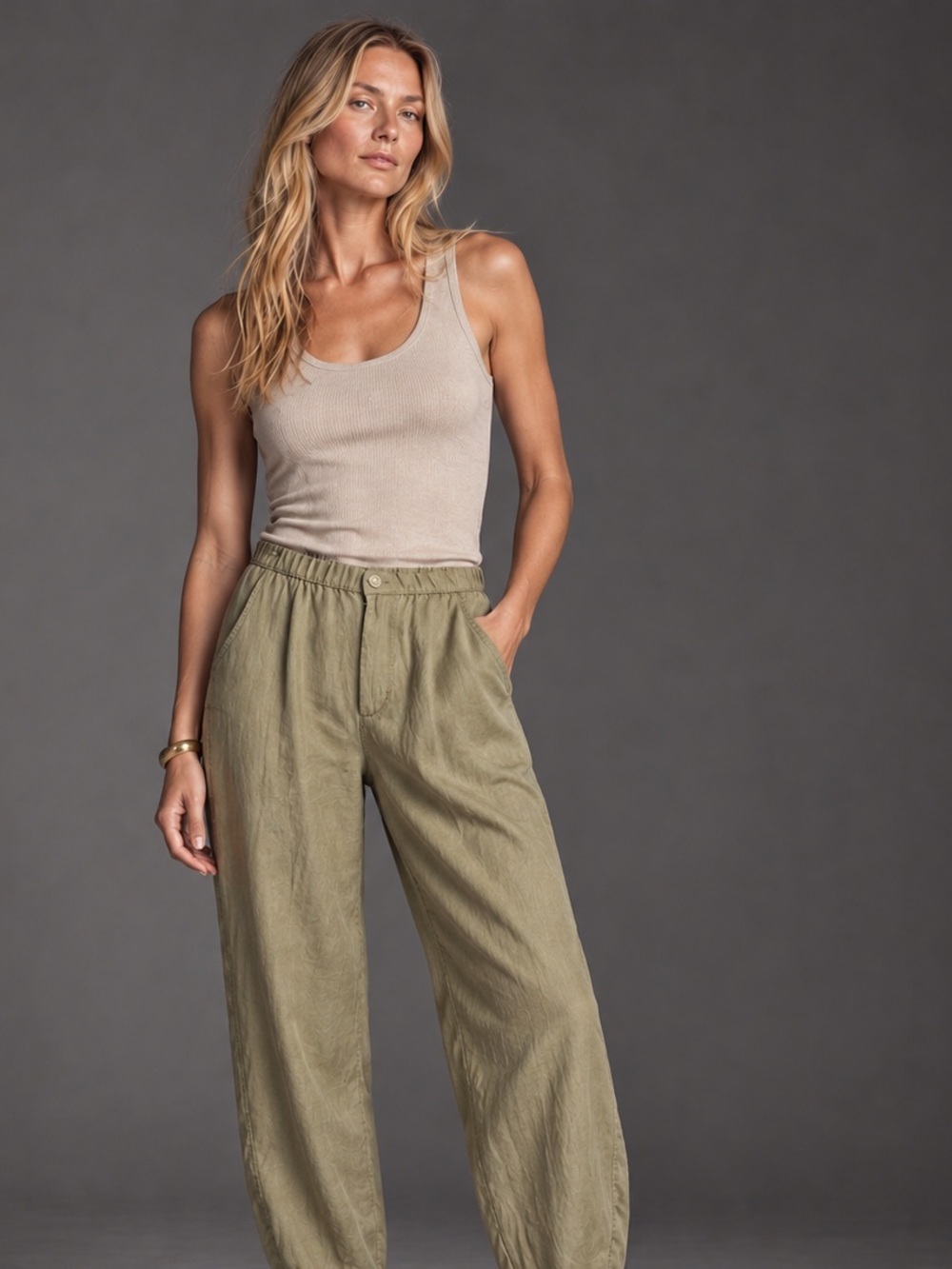 Calypso St. Barth Sage Linen-Blend Cropped Pants XL NWT